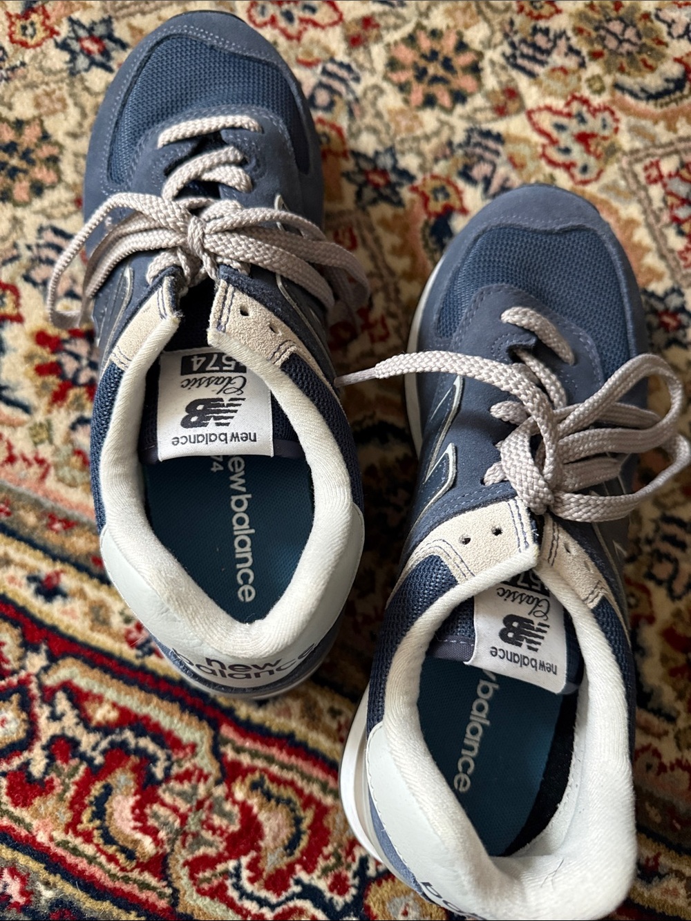 New Balance 574 Classic Navy & Light Gray Athletic Sneakers